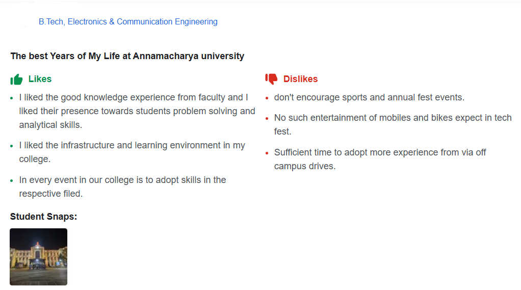 Annamacharya University Reviews