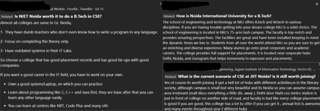 Student reviews of Top BTech CSE Colleges in Noida