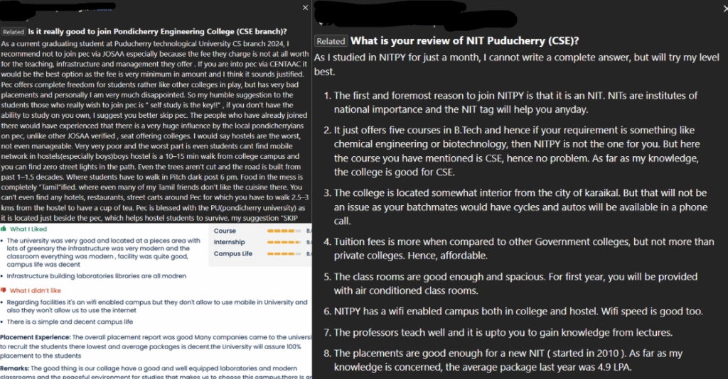 Student Reviews of BTech CSE Colleges in Pondicherry