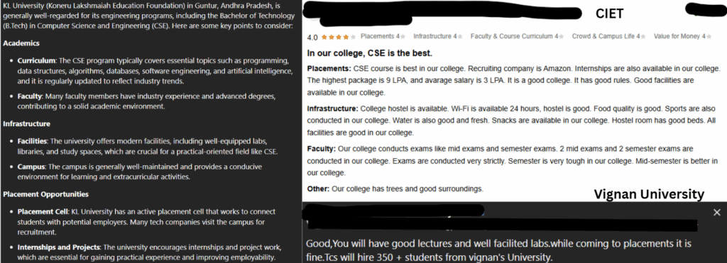 Student Reviews on Top Computer Science Engineering Colleges in Guntur