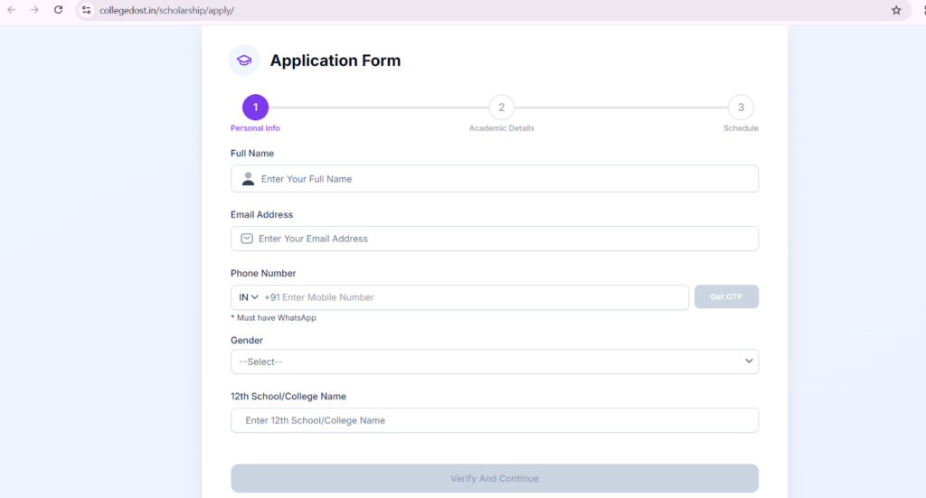 Collegedost Scholarship Platform