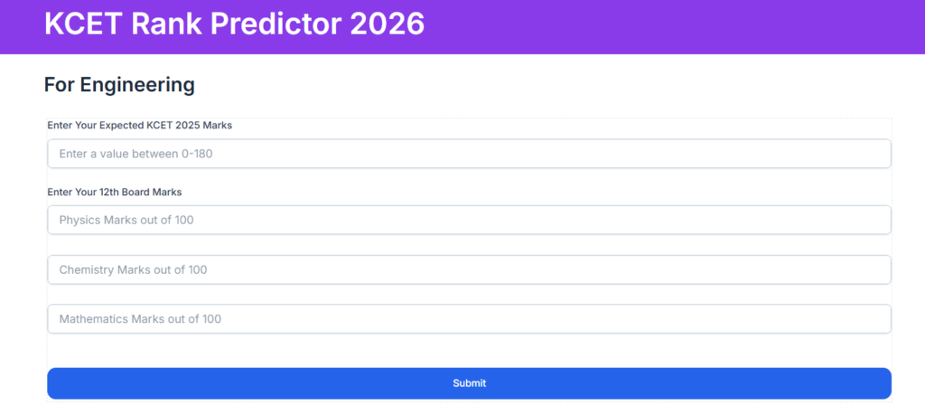 KCET Rank Predictor Tool