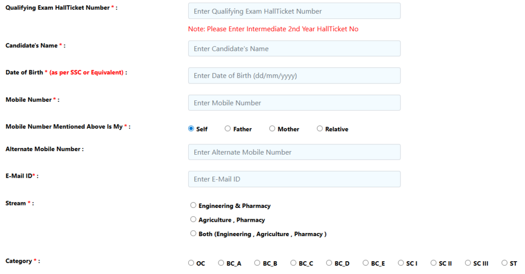 AP EAMCET Registration