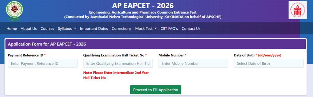 AP EAMCET Registration 2026