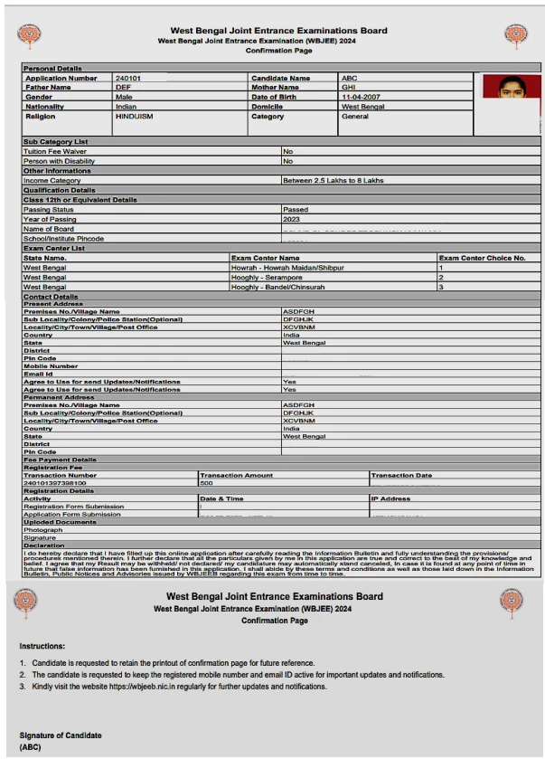 wbjee-registration-final form