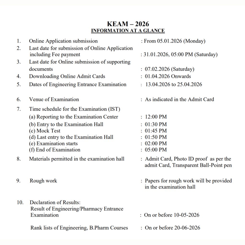 keam exam date