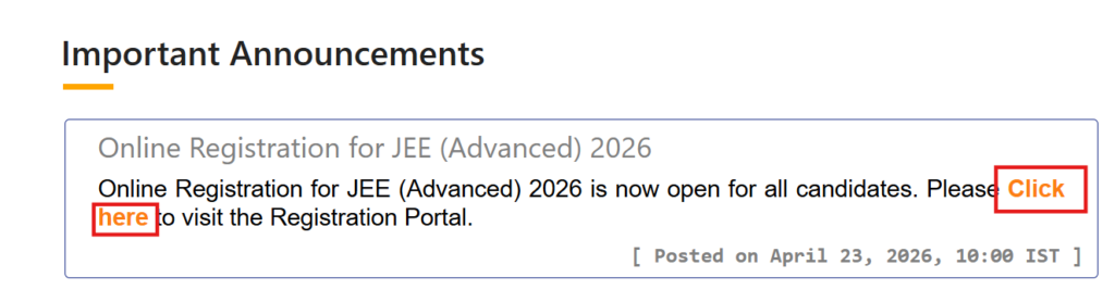 JEE Advanced 2026 Application Form